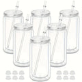 Ljojo 16oz Double Wall Plastic Straw Water Bottles Insulated DIY Drinkware Party Cup