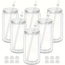 Ljojo 16oz Double Wall Plastic Straw Water Bottles Insulated DIY Drinkware Party Cup