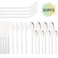 Ljojo 20-Piece Stainless Steel Gold Cutlery Set and Metal Straw Kit