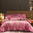 Ljojo Luxury Jacquard Bedding Set - European Style Satin Duvet Cover for Double Bed