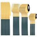 Ljojo 24-Piece Stainless Steel Gold Dinnerware Set with Cutlery & Utensils