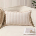 Boho Fringed Edge Striped Pillow Covers 30x50 for Living Room Sofa by Ljojo