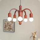 French Industrial Art LED Pendant Light Red Chandelier for Home Decor Living Room by Ljojo