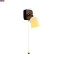 Ljojo LED Wall Light Fixture, Rotate Glass Wood Indoor Up Down Lamp