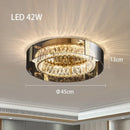 Ljojo European Round Smoke Grey Crystal Ceiling Light Remote Dimmable Pendant for Dining Living Bedroom