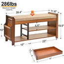 Ljojo™ Bamboo Shoe Storage Bench with Hidden Drawer and Organizer