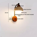 Ljojo LED Wall Lights Bathroom Decor Pull Chain Switch Black Iron Yellow Travertine