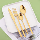 Ljojo 24Pcs Gold Cutlery Set Stainless Steel Flatware Dinnerware Kitchen Tableware