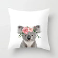 Cute Animals Print Decor Pillowcase by Ljojo - Pink Flower Theme