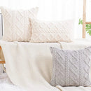 Fuzzy Short Wool Fleece Throw Pillow Cover for Sofa, Ljojo Branded Square Patterned Plush Cushion