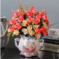 Ljojo™ Ceramic Vase & Flower Arrangement Set - Home Decor Crafts