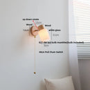 Ljojo LED Wall Light Fixture Wood Canopy White Glass Nordic Modern Plug In Sconce