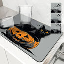 Halloween Cat Pumpkin Head Absorbent Drying Mat for Kitchen Table by Ljojo