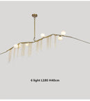 Ljojo Modern Nordic Designer G9 Gold Tassel Glass Chandelier for Living Room Dining Hall