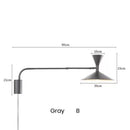 Ljojo Marseille Wall Lamp: Modern White Black Metal Swing Arm Sconce for Living Room & Bedroom