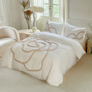 Ljojo 3D Flower Embroidery Bedding Set with Duvet Cover & Pillowcase