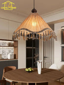 French Retro Fringe Chandelier by Ljojo | LED E27 Atmosphere Medieval Zen Art Hanging Lamp