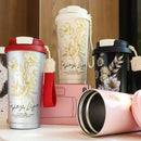 Ljojo 500ml Stainless Steel Vacuum Insulated Coffee Cup Straw Mug