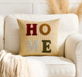 Embroidered Happy Home Pillow Cover by Ljojo for Living Room & Bedroom