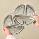 Ljojo 3-Grid Stainless Steel Kids Food Plate - Cute & Durable Divided Dish