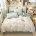 Ljojo Minimalist Cartoon Design Duvet Cover Set in 100% Cotton, 4-Piece Bedding Collection