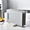 Ljojo Marble-Patterned Double-Sided Chopping Board Set with Stand
