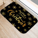 Ljojo Merry & Happy Year Door Mat: Golden Black Letter Print, Non-Slip Floor