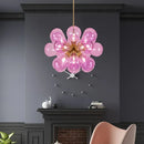 Ljojo LED Bubble Ball Glass Chandelier Modern Living Room Decor Blue Pink Hanging Light