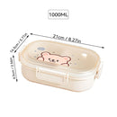 Ljojo 3-Compartment Portable Plastic Lunch Box for Kids - Microwave Safe