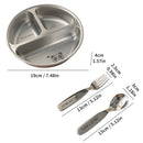 Ljojo 3-Grid Stainless Steel Kids Food Plate - Cute & Durable Divided Dish
