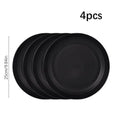 Ljojo 16pc Black PP Cutlery & Plate Set for Outdoor Camping and Parties