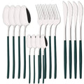 Ljojo 16Pcs Western Black Gold Dinnerware Set Stainless Steel Tableware Flatware