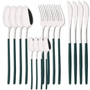 Ljojo 16Pcs Western Black Gold Dinnerware Set Stainless Steel Tableware Flatware