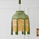 Ljojo French Medieval Style Green Fabric Tassel Pendant Lights Chandeliers for Living Room