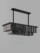 Nordic Luxury K9 Crystal Rectangle Chandelier Smoky Gray Hanging Light - Ljojo