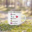 Enamel French Printed Coffee Cup with Handle - Best Thanks Gift for Atsem by Ljojo