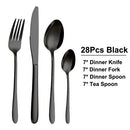 Ljojo 32-Piece Black Stainless Steel Cutlery Set, Elegant Dinnerware Kit