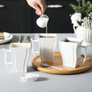 Ljojo Marble White Porcelain Coffee Set for 6 - 6 Cups 5.5 Inch 500ML Square