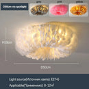 Ljojo Round Feather LED Ceiling Lamp Warm Light Stylish Nordic Minimalist Bedroom Decor