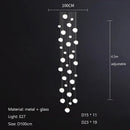 LED White Suspension Glass Pendant Lamp for Villa Staircase by Ljojo