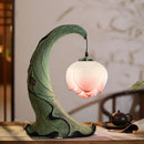 Ljojo Lotus Table Lamp: Chinese Retro Art Decor for Living Room, Bedroom, Study