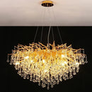 Ljojo Luxury Crystal Chandelier with Golden Base & Water Drop Decorations