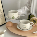 Ljojo Lily of The Valley Ceramic Coffee Cup Saucer Set Luxury Tea Mocha Milk Cup