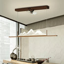 Ljojo Long Wooden Grain Restaurant Pendant Light Modern Tea Room Lighting Fixtures