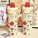 Ljojo 500ML Stainless Steel Thermal Water Bottle with Straw for Girls