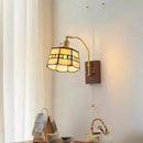 Japanese Retro Wall Lamp Brass Tiffany Shade LED Bedroom Bedside Light Ljojo