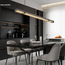 Italian Light Luxury Minimalist Restaurant Chandelier 2025 New All Copper LED Strip Island Table Long Chandelier.