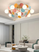 Ljojo Colorful Chandelier Pendant Lamp Luxe Hanging Light for Bedroom Dining Living Room