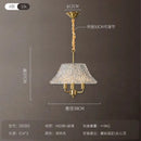 French Medieval Water Pattern Glass Copper Pendant Light LED E14 American Retro Hanging Lamp