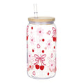 Ljojo 16oz Cherry Bow Plastic Cup with Straw Lid - Holiday Drinkware Gift